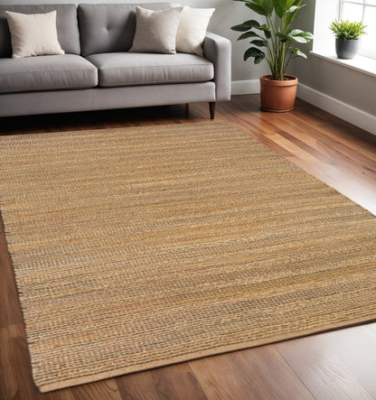 5' X 8' Brown Braided Jute Area Rug