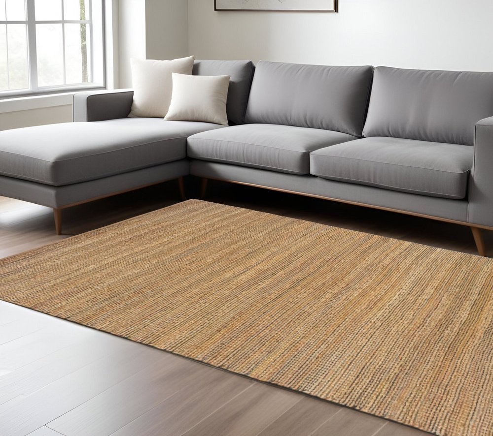 5' X 8' Brown Braided Jute Area Rug