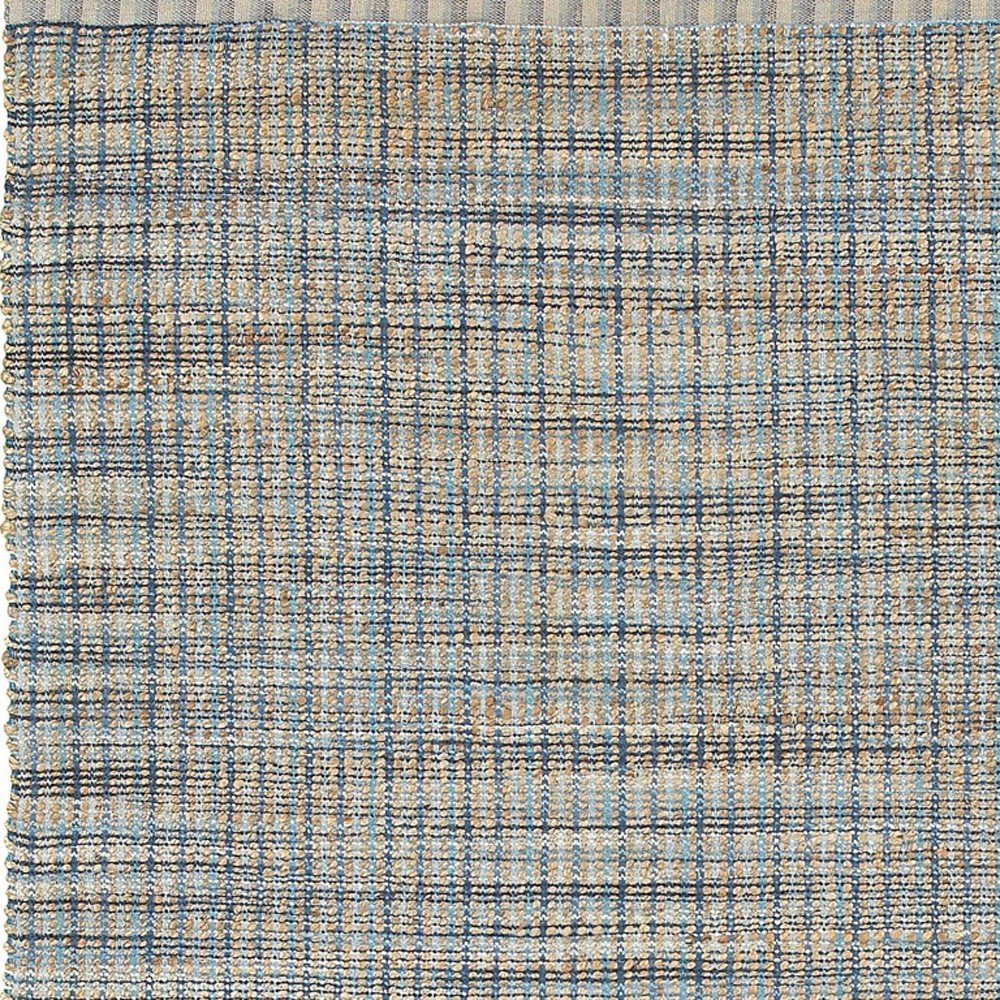5' X 8' Blue and Ivory Hand Woven Area Rug