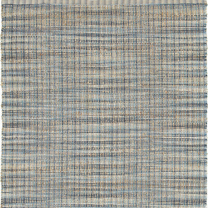 5' X 8' Blue and Ivory Hand Woven Area Rug