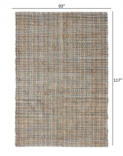 5' X 8' Blue and Ivory Hand Woven Area Rug