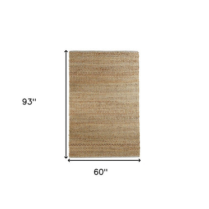5' X 8' Natural Jute Hand Woven Area Rug