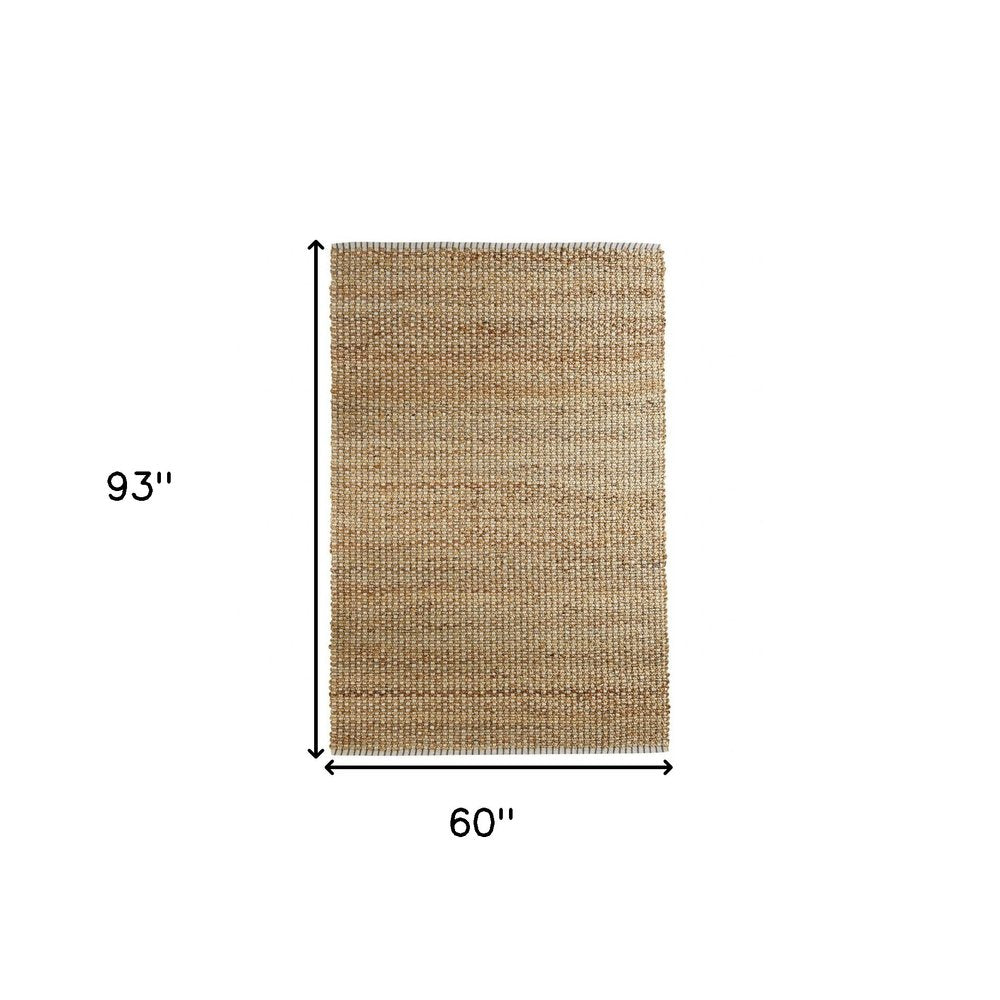 5' X 8' Natural Jute Hand Woven Area Rug