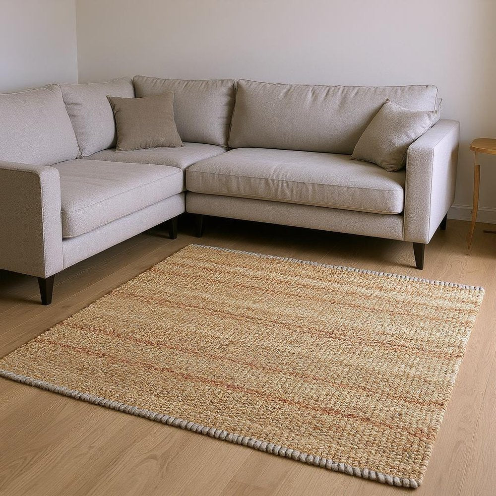 5' X 8' Natural Jute Hand Woven Area Rug