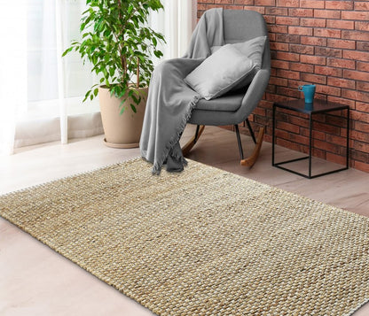 5' X 8' Natural Jute Hand Woven Area Rug