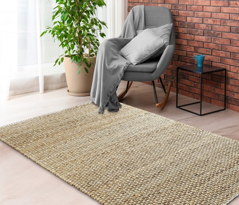5' X 8' Natural Jute Hand Woven Area Rug