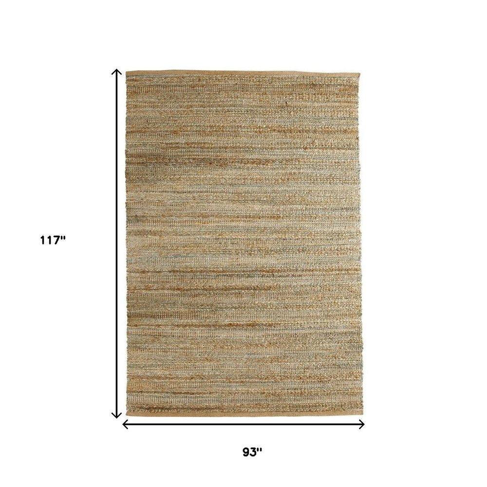 5' X 8' Teal and Natural Braided Jute Area Rug