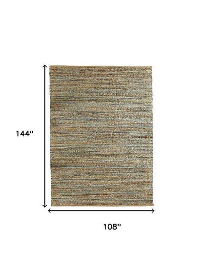 5' X 8' Teal and Natural Braided Jute Area Rug