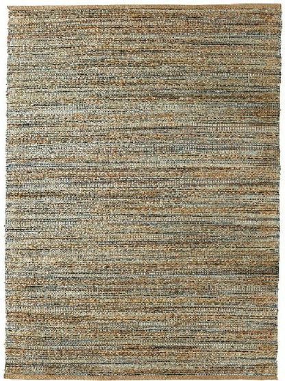 5' X 8' Teal and Natural Braided Jute Area Rug