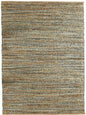 5' X 8' Teal and Natural Braided Jute Area Rug
