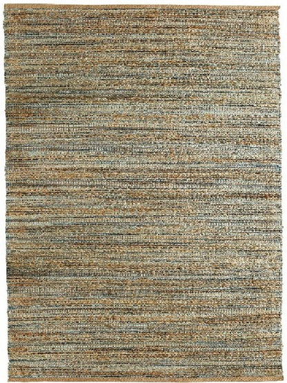 5' X 8' Teal and Natural Braided Jute Area Rug