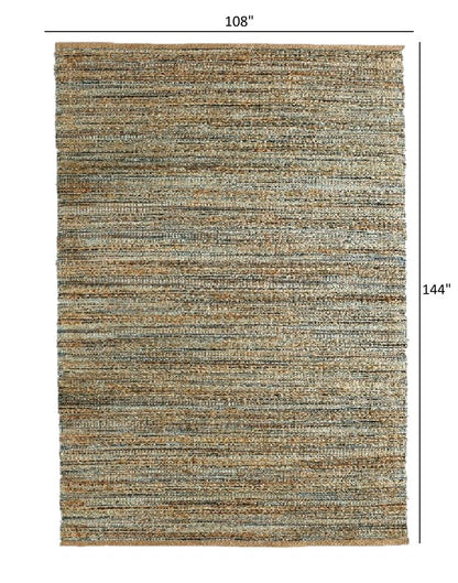 5' X 8' Teal and Natural Braided Jute Area Rug
