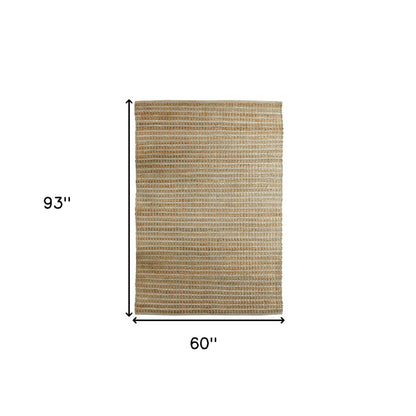 5' X 8' Natural Jute Hand Woven Area Rug