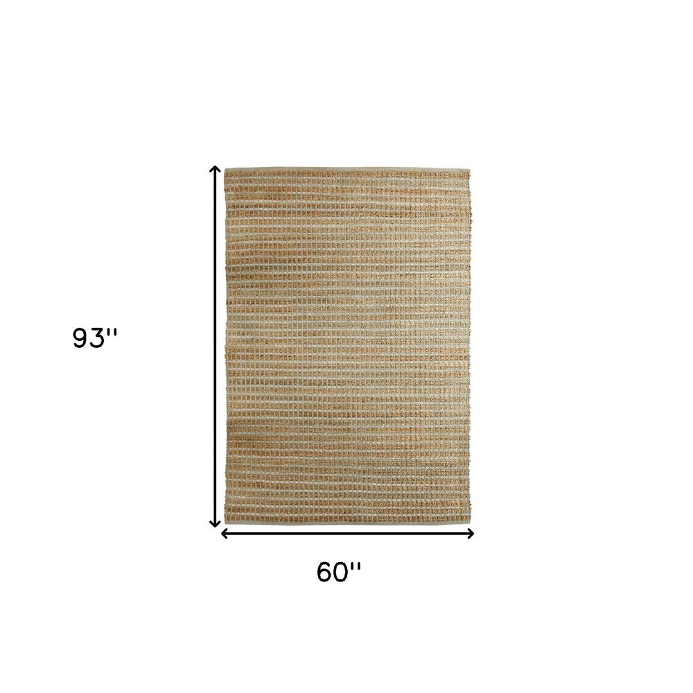 5' X 8' Natural Jute Hand Woven Area Rug