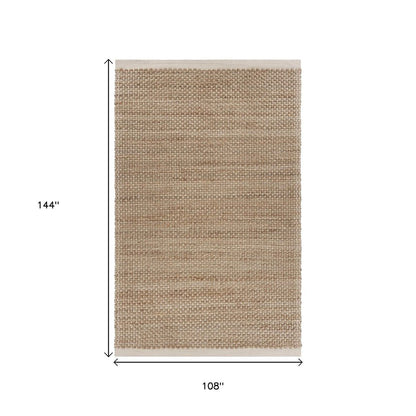 9' X 12' Tan Hand Loomed Area Rug