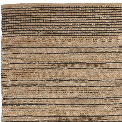 5' X 8' Tan And Black Jute Flatweave Handmade Area Rug