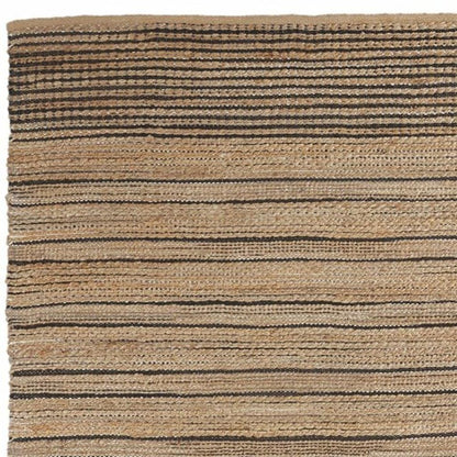 5' X 8' Tan And Black Jute Flatweave Handmade Area Rug