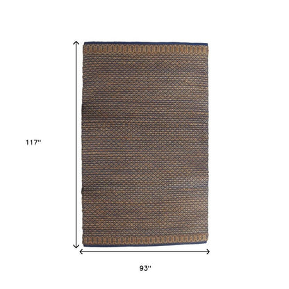 8' X 10' Tan and Blue Detailed Lattice Area Rug