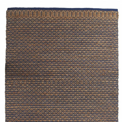 8' X 10' Tan and Blue Detailed Lattice Area Rug