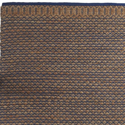 8' X 10' Tan and Blue Detailed Lattice Area Rug