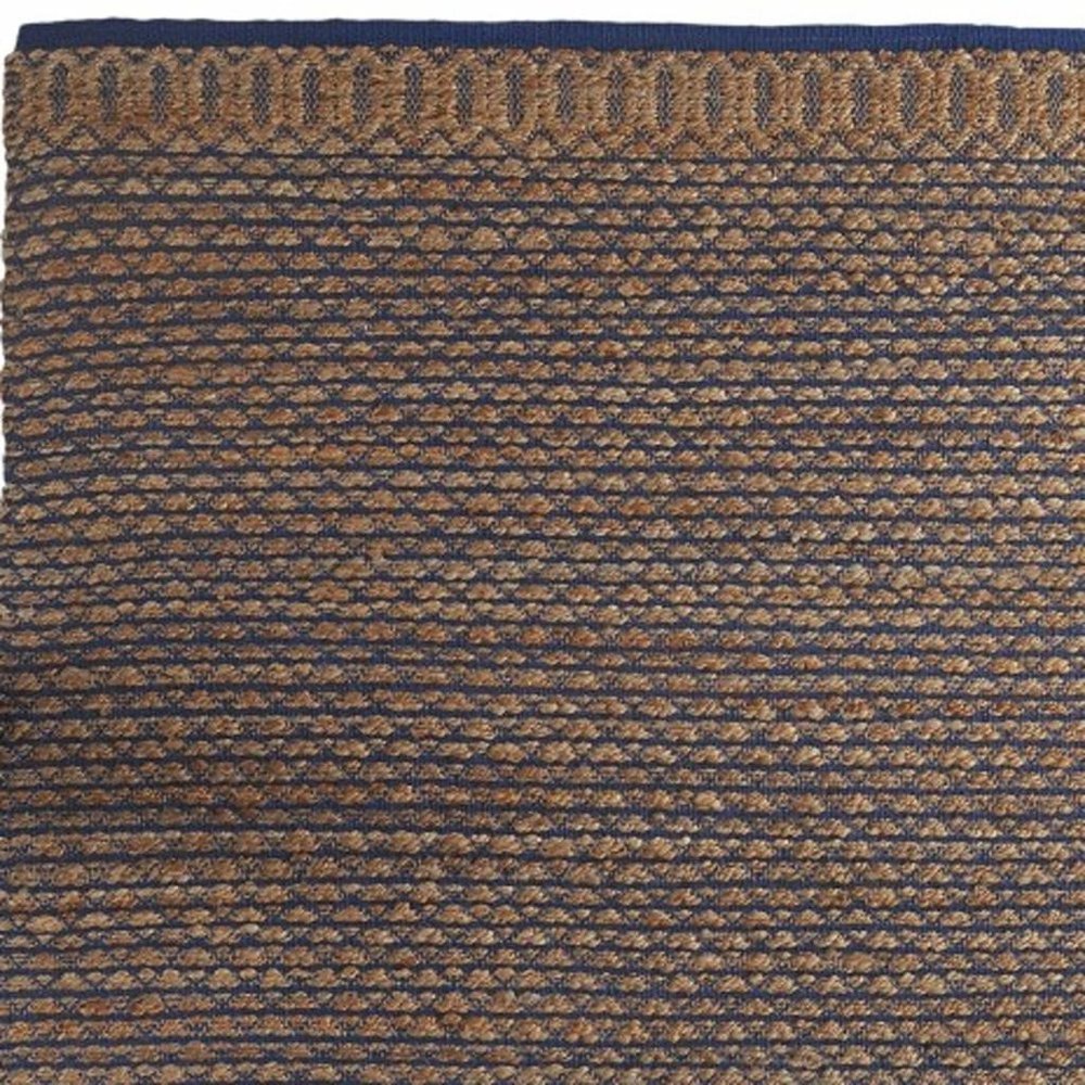 8' X 10' Tan and Blue Detailed Lattice Area Rug
