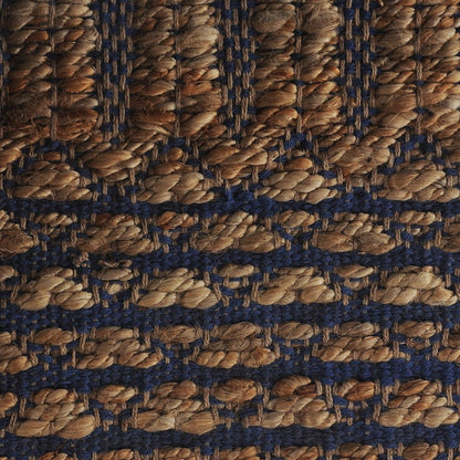 8' X 10' Tan and Blue Detailed Lattice Area Rug