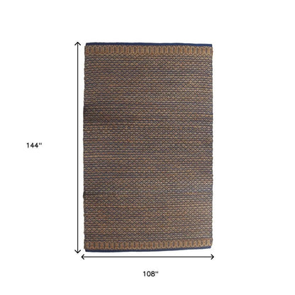 8' X 10' Tan and Blue Detailed Lattice Area Rug
