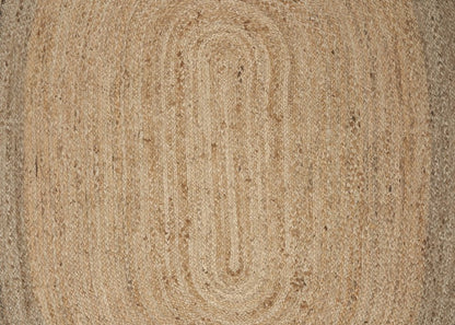 7' X 9' Natural Jute Hand Braided Oval Rug