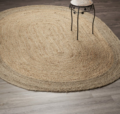 5' X 7' Natural Jute Hand Braided Oval Rug