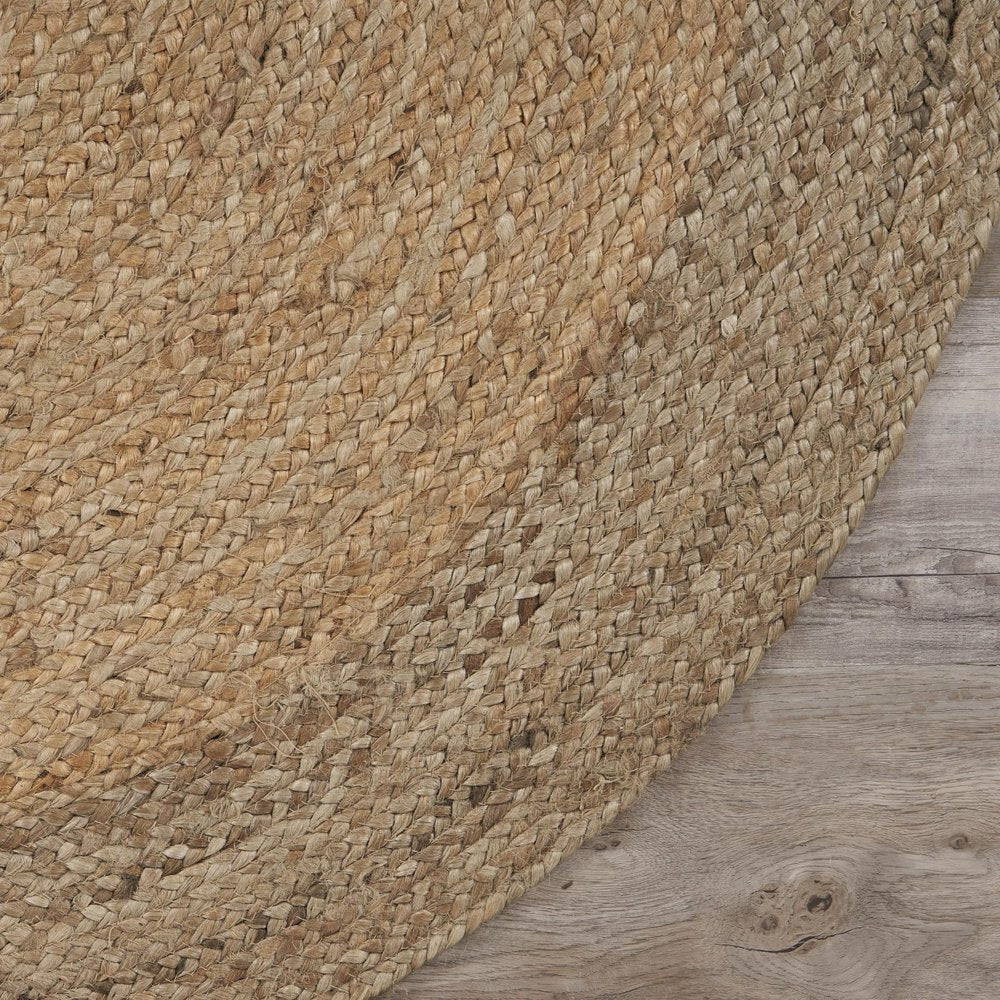 5' X 7' Natural Jute Hand Braided Oval Rug