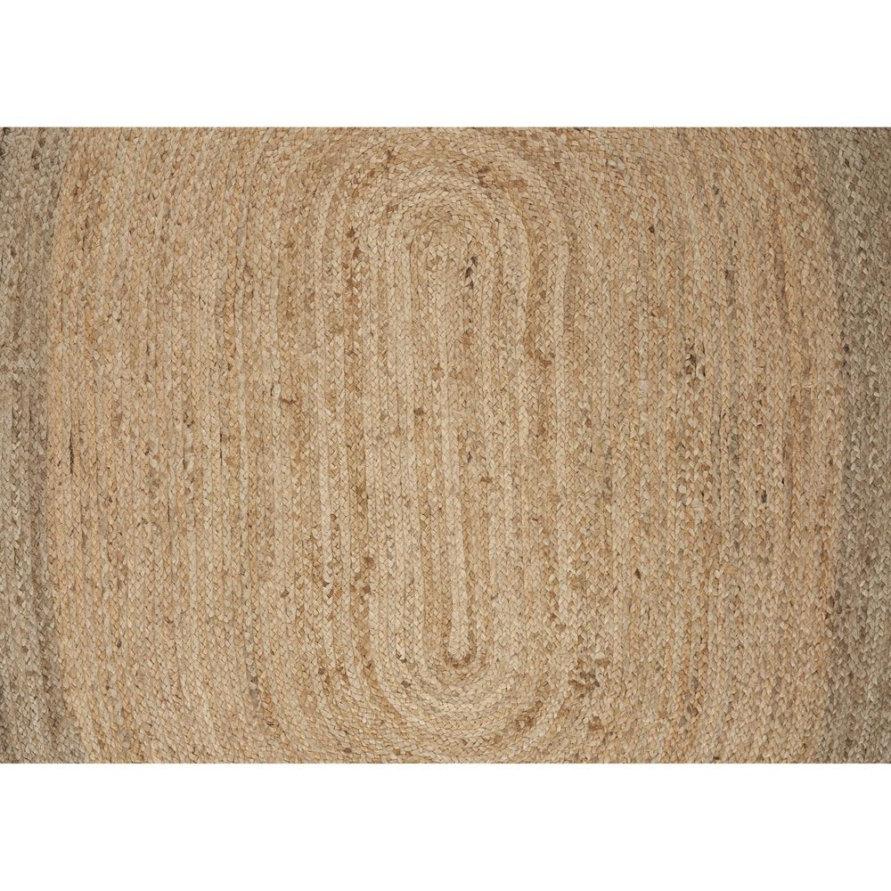 5' X 7' Natural Jute Hand Braided Oval Rug