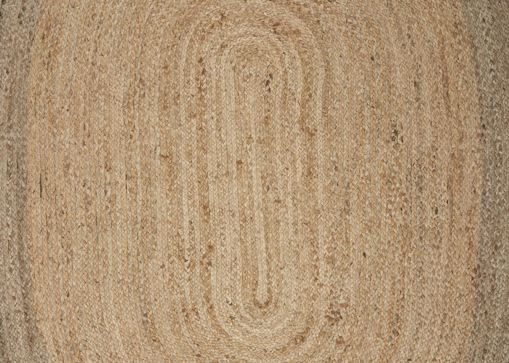 5' X 7' Natural Jute Hand Braided Oval Rug