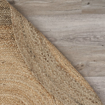 5' X 7' Natural Jute Hand Braided Oval Rug