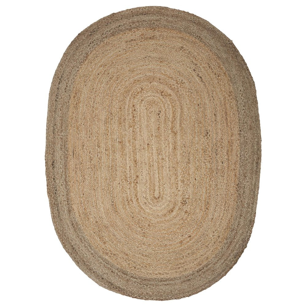 5' X 7' Natural Jute Hand Braided Oval Rug