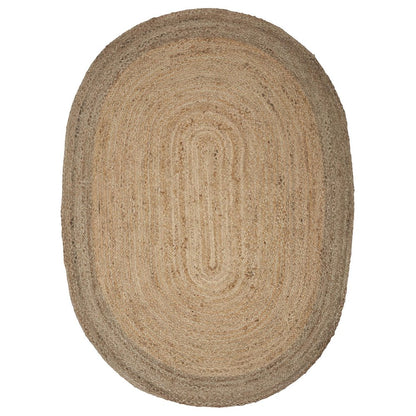 5' X 7' Natural Jute Hand Braided Oval Rug