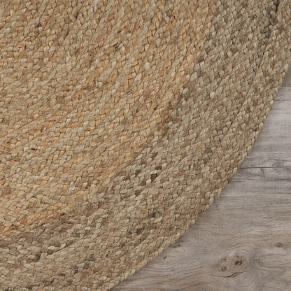 5' X 7' Natural Jute Hand Braided Oval Rug