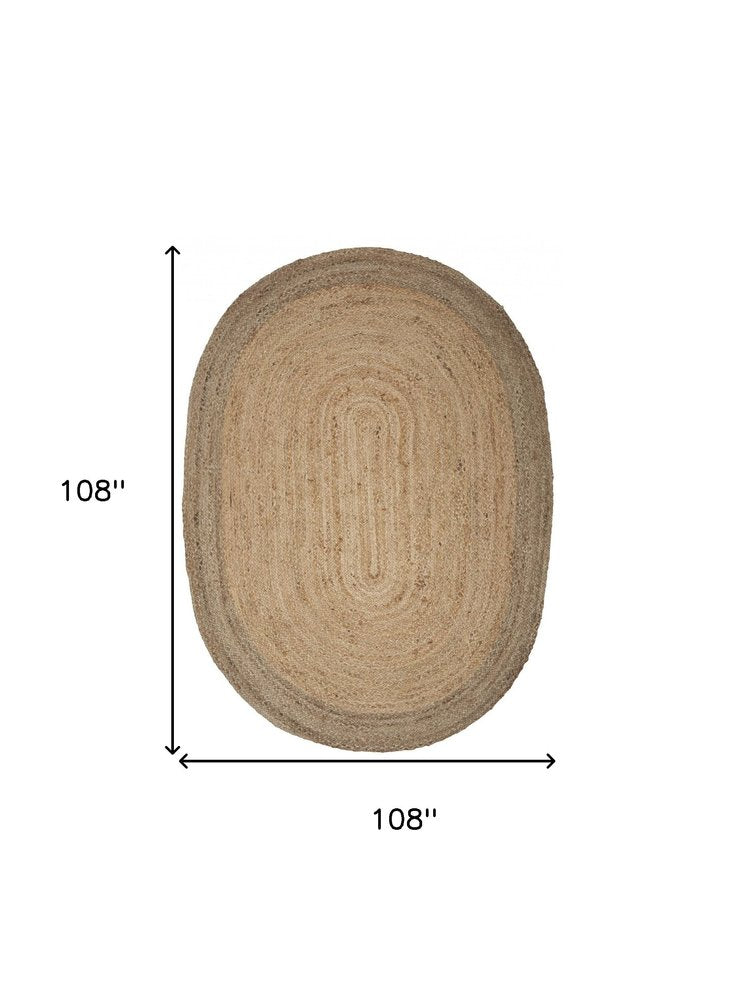 5' X 7' Natural Jute Hand Braided Oval Rug