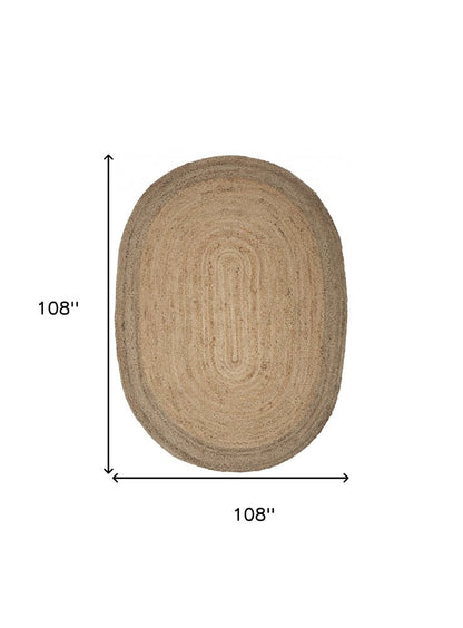 5' X 7' Natural Jute Hand Braided Oval Rug