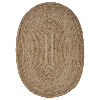 7' X 9' Natural Jute Hand Braided Oval Rug