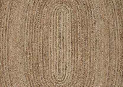 5' X 7' Natural Jute Hand Braided Oval Rug