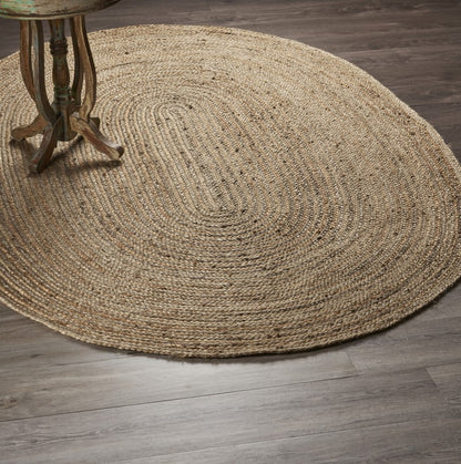 5' X 7' Natural Jute Hand Braided Oval Rug