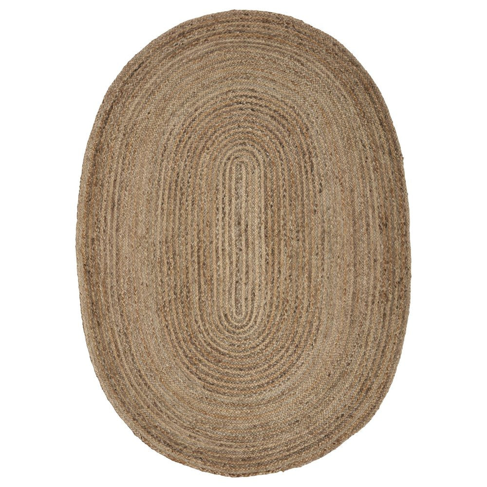 7' X 9' Natural Jute Hand Braided Oval Rug