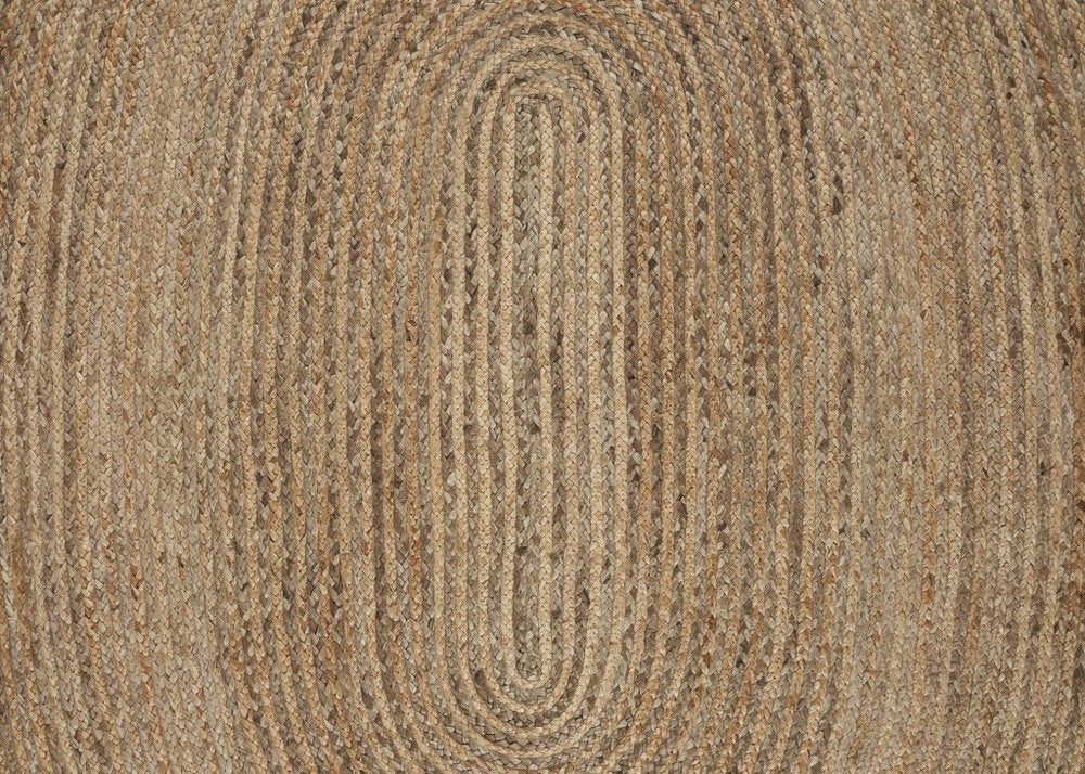 5' X 7' Natural Jute Hand Braided Oval Rug