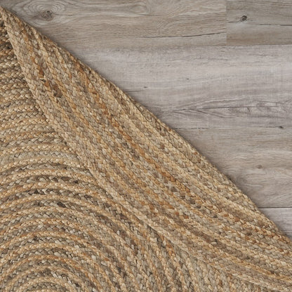 5' X 7' Natural Jute Hand Braided Oval Rug