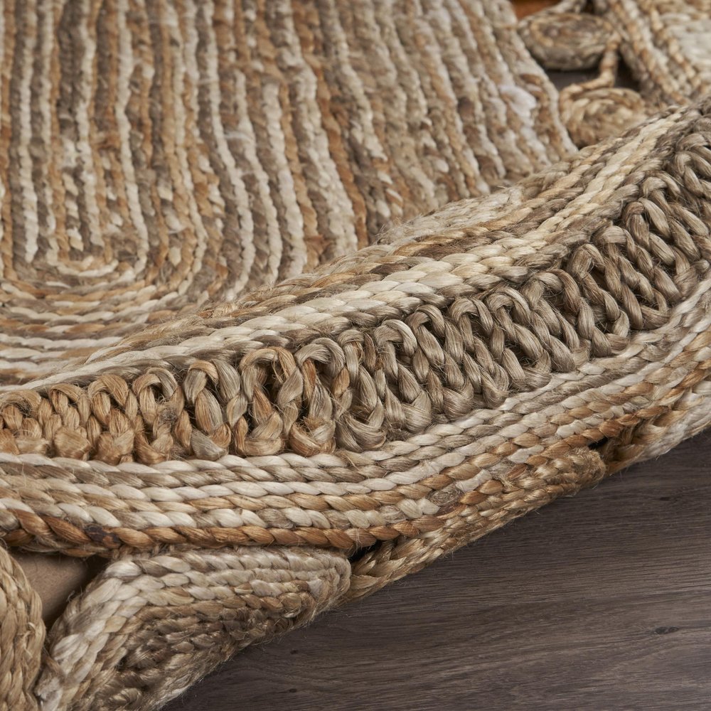7' X 9' Natural Jute Hand Braided Oval Rug