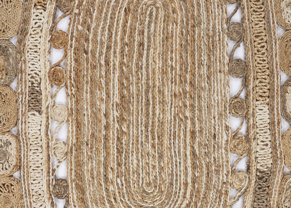 5' X 7' Natural Jute Hand Braided Oval Rug