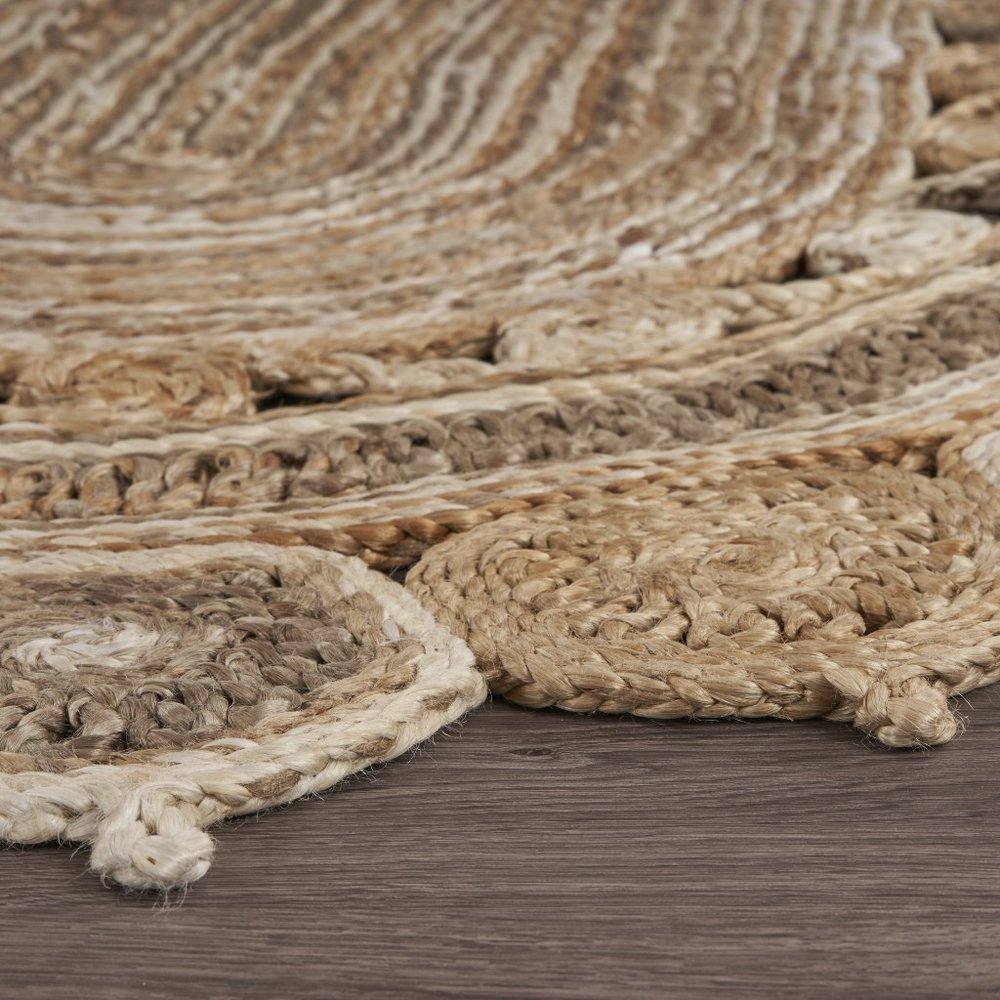 7' X 9' Natural Jute Hand Braided Oval Rug