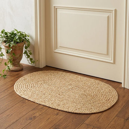 2' X 3' Natural Jute Hand Braided Oval Rug