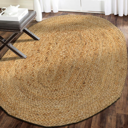 2' X 3' Natural Jute Hand Braided Oval Rug