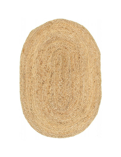 2' X 3' Natural Jute Hand Braided Oval Rug